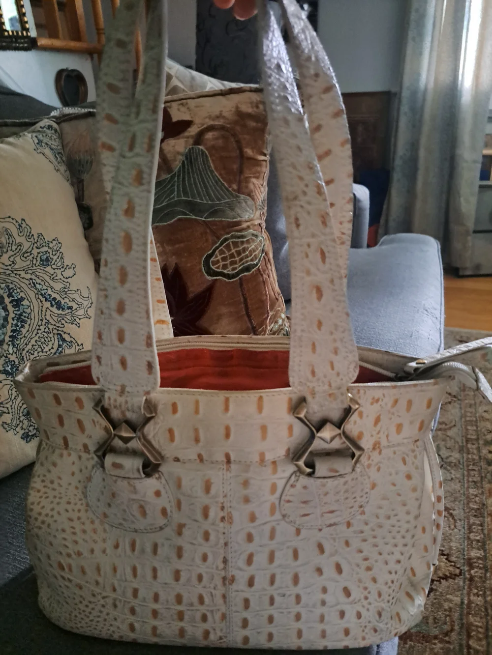 Women's Shoulder Bag with Orange Interior